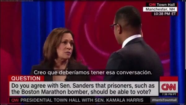 Kamala dice que debemos conversar sobre la posibilidad de que los agresores sexuales convictos voten