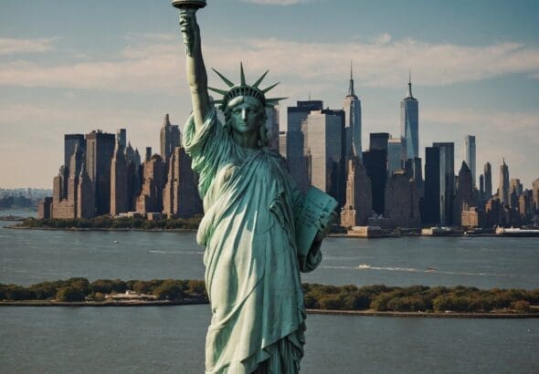 The,Statue,Of,Liberty,,New,York,,Standing,Proudly,With,The