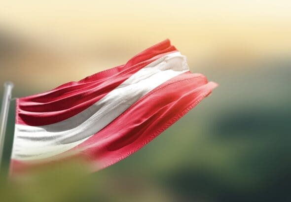 Austria,Flag,Waving,With,Beautiful,Background.,The,Flag,Blowing,With