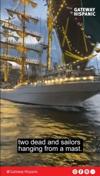 Mexican Ship Collides with Brooklyn Bridge