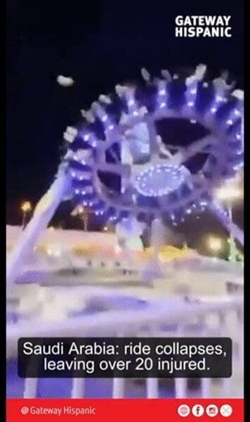 Mechanical Ride Collapses in Saudi Arabia, Leaving Over 20 Injured
