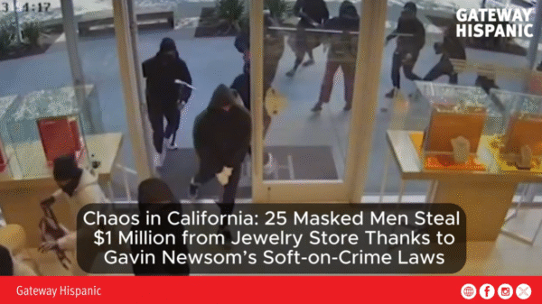 Chaos in California: 25 Masked Men Steal $1 Million from Jewelry Store Thanks to Gavin Newsom’s Soft-on-Crime Laws