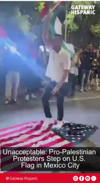 Inaceptable: Protestantes pro-palestinos pisan la bandera de EE.UU. en Ciudad de México