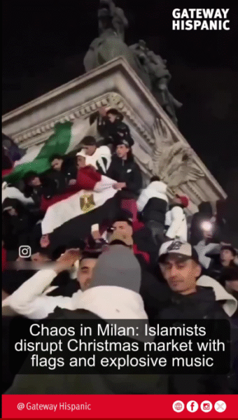Chaos in Milan: Islamists Storm Christmas Market with Flags and Blaring Music