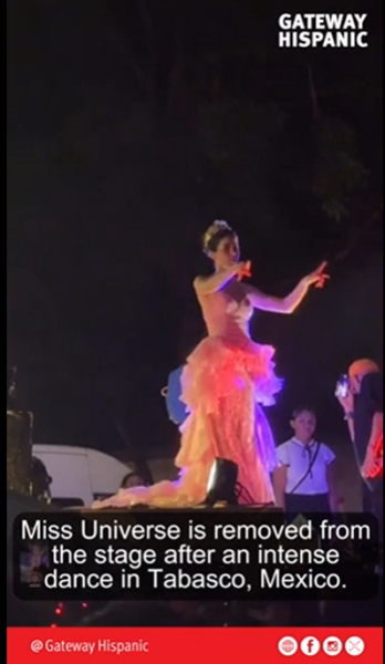 Miss Universo retirada del escenario en Tabasco tras baile espontáneo