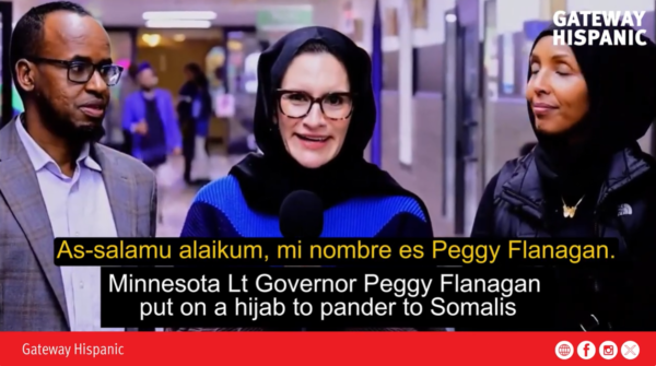 Peggy Flanagan Wears Hijab and Sends Message to the Somali Community in a Democratic Party Gesture (Watch video)