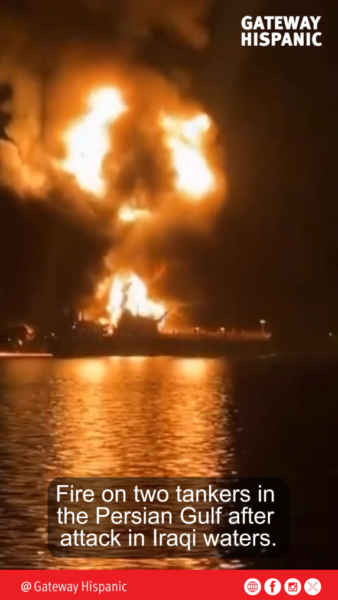 Fire on two tankers in the Persian Gulf after attack in Iraqi waters (VIDEO)